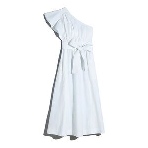 Madewell Ruffled One-Shoulder Midi Cotton Dress size 6